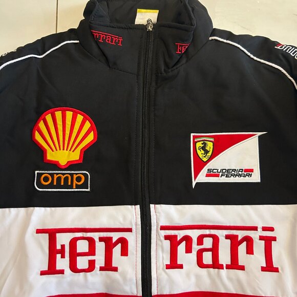 Ferrari F1 Racing Jacket Tri Colour â Vintage Embroidered Bomber - Picture 2 of 7
